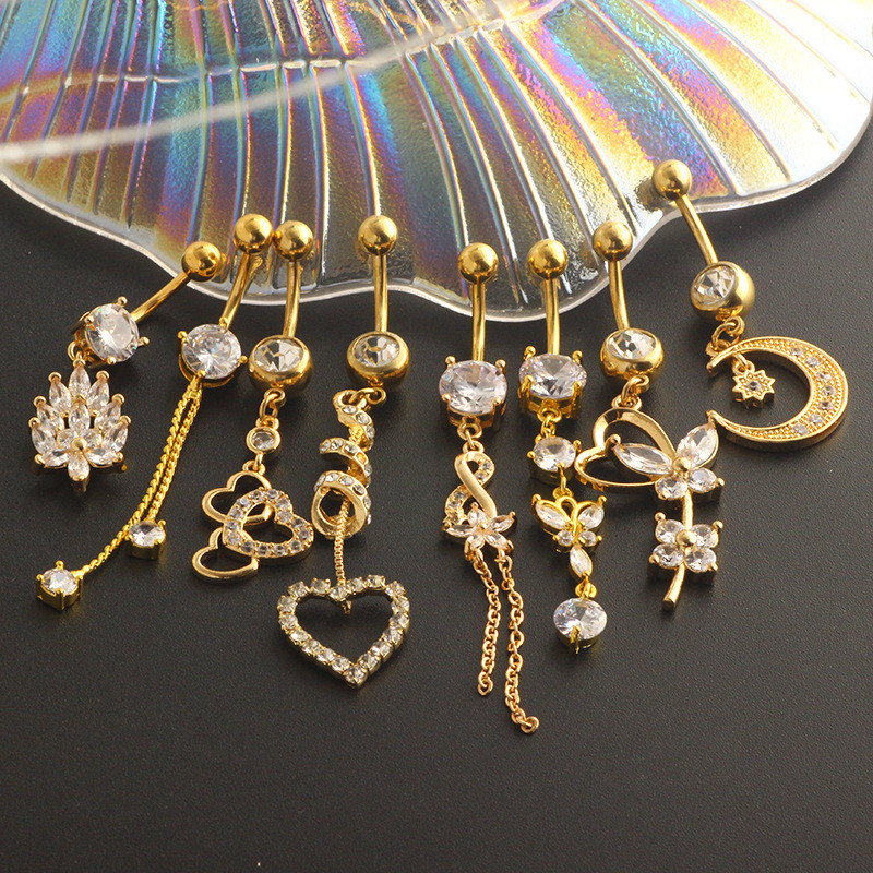 Set de piercing pentru buric floare din oțel inoxidabil 14G Piercing pentru buric fluture vrac Pachet de piercing pentru buric sexy Lot de inele pentru buric