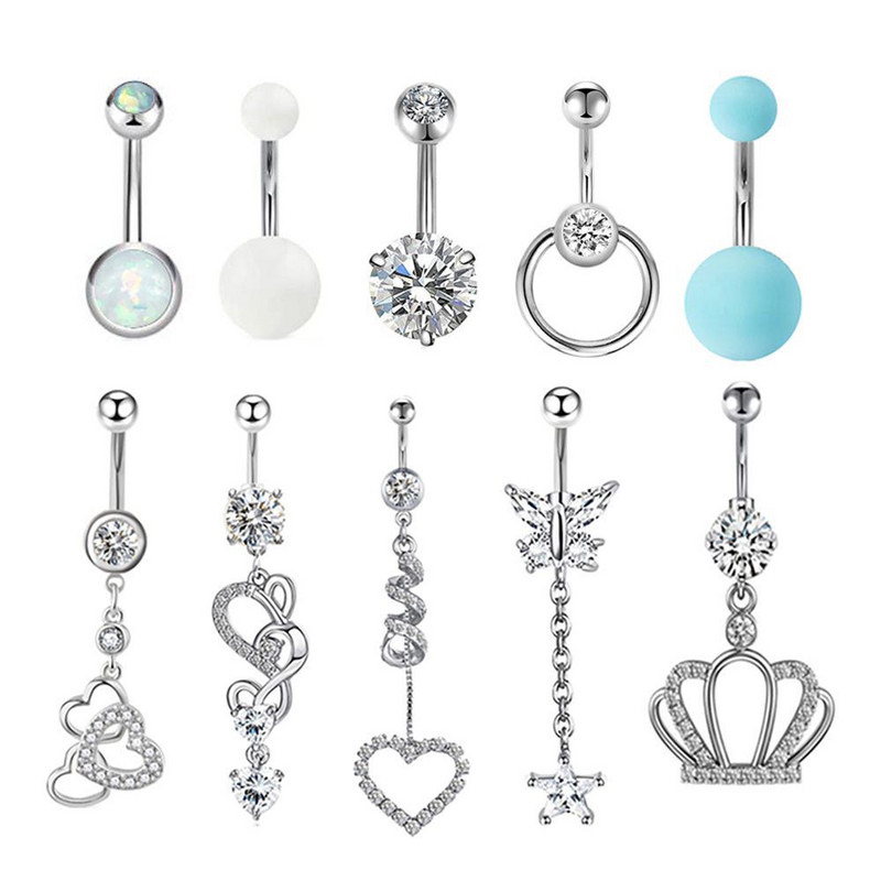 Set de piercing pentru buric floare din oțel inoxidabil 14G Piercing pentru buric fluture vrac Pachet de piercing pentru buric sexy Lot de inele pentru buric