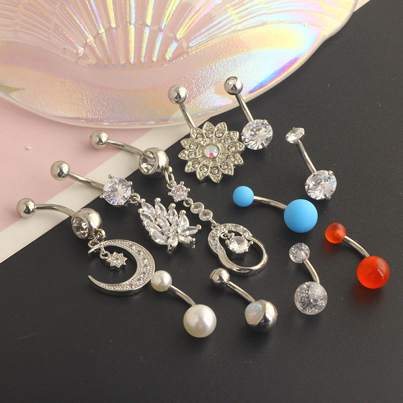 Set de piercing pentru buric floare din oțel inoxidabil 14G Piercing pentru buric fluture vrac Pachet de piercing pentru buric sexy Lot de inele pentru buric