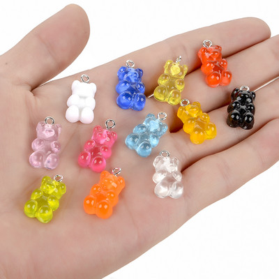 10 bucăți bijuterii cu pandantiv cu ursuleț de gumă colorat pentru colier, brățară, cercei, bijuterii, urși, cadou de Ziua Îndrăgostiților 2,1*1,1 cm