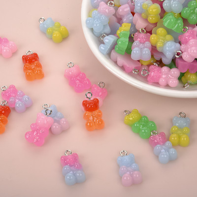 10 τμχ Πολύχρωμα Gummy Bear Κρεμαστό Γούρια για Κολιέ Βραχιόλι Diy Σκουλαρίκια Κοσμήματα Αρκούδες Δώρο του Αγίου Βαλεντίνου 2,1*1,1cm