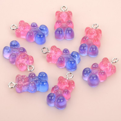 10 τμχ Πολύχρωμα Gummy Bear Κρεμαστό Γούρια για Κολιέ Βραχιόλι Diy Σκουλαρίκια Κοσμήματα Αρκούδες Δώρο του Αγίου Βαλεντίνου 2,1*1,1cm