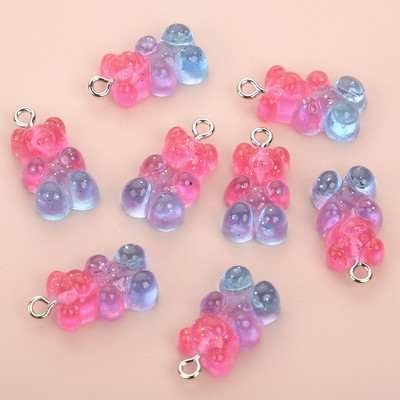 10 τμχ Πολύχρωμα Gummy Bear Κρεμαστό Γούρια για Κολιέ Βραχιόλι Diy Σκουλαρίκια Κοσμήματα Αρκούδες Δώρο του Αγίου Βαλεντίνου 2,1*1,1cm