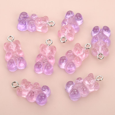10 τμχ Πολύχρωμα Gummy Bear Κρεμαστό Γούρια για Κολιέ Βραχιόλι Diy Σκουλαρίκια Κοσμήματα Αρκούδες Δώρο του Αγίου Βαλεντίνου 2,1*1,1cm