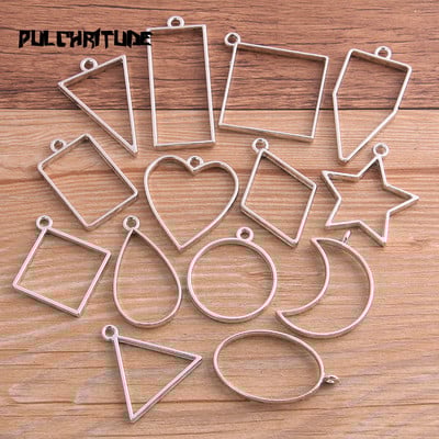 14 buc/lot 7 culori asortate geometrice goluri presate cadru de flori pandantiv din rășină pentru realizarea de bijuterii matriță