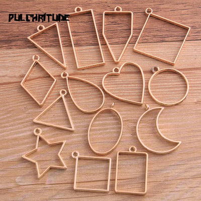 14 buc/lot 7 culori asortate geometrice goluri presate cadru de flori pandantiv din rășină pentru realizarea de bijuterii matriță