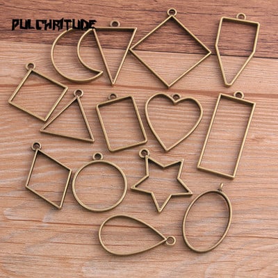 14 buc/lot 7 culori asortate geometrice goluri presate cadru de flori pandantiv din rășină pentru realizarea de bijuterii matriță