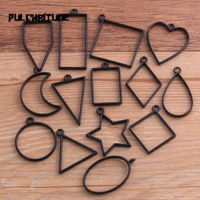 14 buc/lot 7 culori asortate geometrice goluri presate cadru de flori pandantiv din rășină pentru realizarea de bijuterii matriță