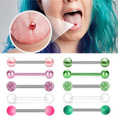 5 db csillogó nyelv piercing szett rozsdamentes acél gyöngy tongue súlyzó tétel mellbimbógyűrű tömeges keverék nyelvgyűrű csomag piercing Lengua