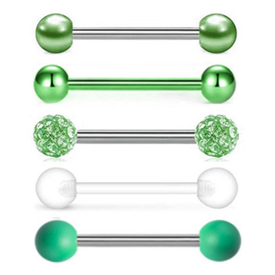 5 db csillogó nyelv piercing szett rozsdamentes acél gyöngy tongue súlyzó tétel mellbimbógyűrű tömeges keverék nyelvgyűrű csomag piercing Lengua