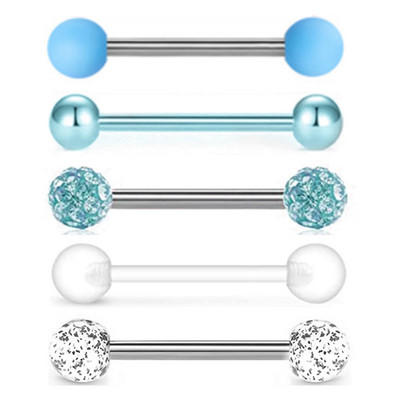 5 db csillogó nyelv piercing szett rozsdamentes acél gyöngy tongue súlyzó tétel mellbimbógyűrű tömeges keverék nyelvgyűrű csomag piercing Lengua