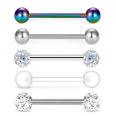 5 db csillogó nyelv piercing szett rozsdamentes acél gyöngy tongue súlyzó tétel mellbimbógyűrű tömeges keverék nyelvgyűrű csomag piercing Lengua