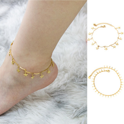 ASONSTEEL ciucuri stele lant glezna din otel inoxidabil culoare aurie pentru femei Accesorii vara plaja moda bijuterii sandale pentru picioare