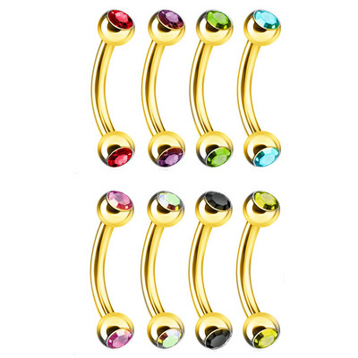 2/5/10PC Lot de piercing pentru sprâncene din cristal din oțel inoxidabil Piercing pentru limbă Ochi de șarpe Inel pentru sprâncene în vrac Lot de piercing pentru mușcătură de șarpe