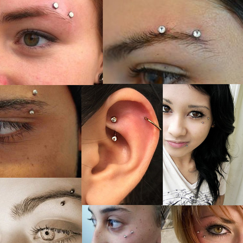 2/5/10PC Lot de piercing pentru sprâncene din cristal din oțel inoxidabil Piercing pentru limbă Ochi de șarpe Inel pentru sprâncene în vrac Lot de piercing pentru mușcătură de șarpe