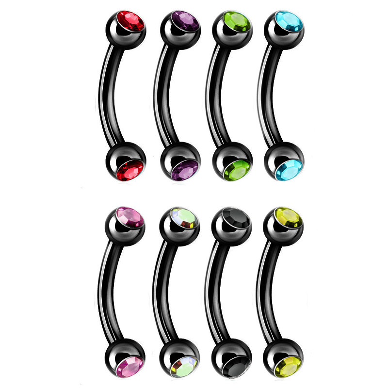 2/5/10PC Lot de piercing pentru sprâncene din cristal din oțel inoxidabil Piercing pentru limbă Ochi de șarpe Inel pentru sprâncene în vrac Lot de piercing pentru mușcătură de șarpe