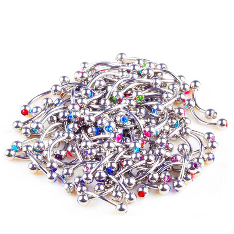 2/5/10PC Lot de piercing pentru sprâncene din cristal din oțel inoxidabil Piercing pentru limbă Ochi de șarpe Inel pentru sprâncene în vrac Lot de piercing pentru mușcătură de șarpe