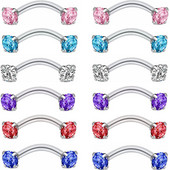 1/2 buc. inel de piercing pentru sprâncene de cristal 16G filet intern curbat mreană piercing pentru sprâncene bijuterii Piercing la limbă ochi de șarpe lot