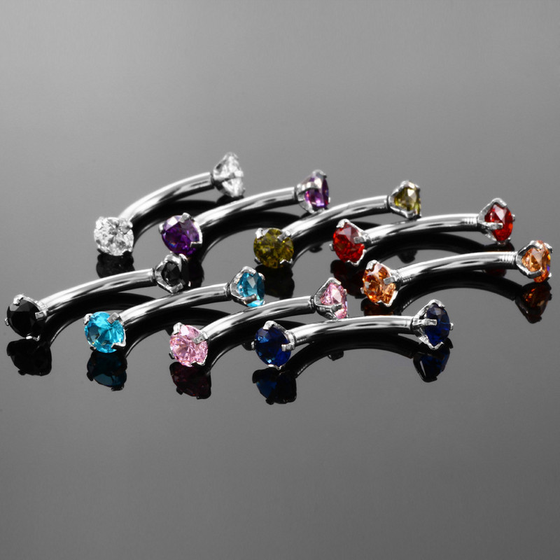 1/2 buc. inel de piercing pentru sprâncene de cristal 16G filet intern curbat mreană piercing pentru sprâncene bijuterii Piercing la limbă ochi de șarpe lot