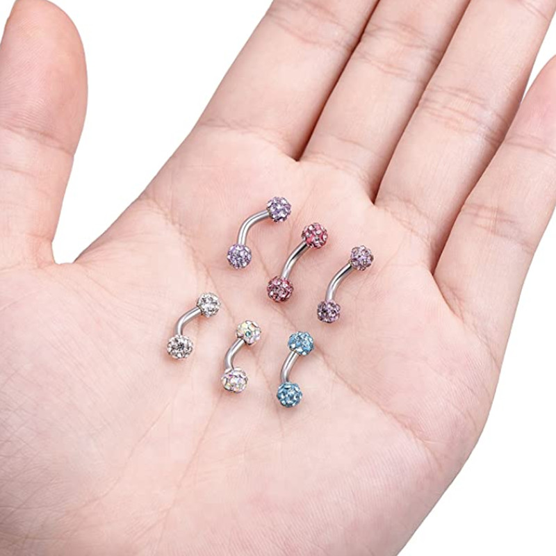 Piercing pentru sprâncene din oțel chirurgical Lot 16G Piercing pentru limbă Ochi de șarpe Curbat Barbell Piercing pentru sprâncene Inel Buză Daith Earing
