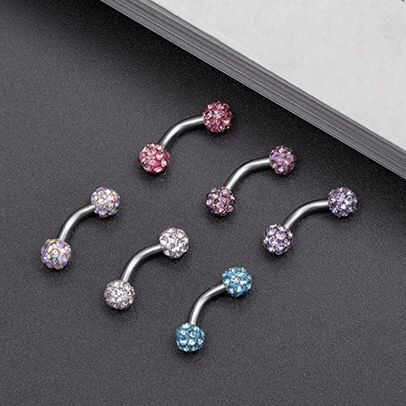 Piercing pentru sprâncene din oțel chirurgical Lot 16G Piercing pentru limbă Ochi de șarpe Curbat Barbell Piercing pentru sprâncene Inel Buză Daith Earing