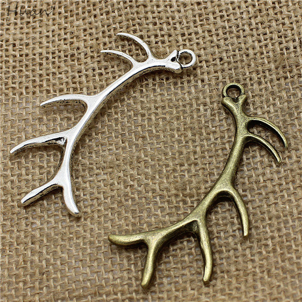 10 bucăți 32 * 66 mm Brelocuri cu coarne mari de Crăciun Bijuterii la modă din metal în trei culori pandantiv