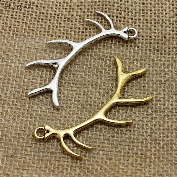 10 bucăți 32 * 66 mm Brelocuri cu coarne mari de Crăciun Bijuterii la modă din metal în trei culori pandantiv