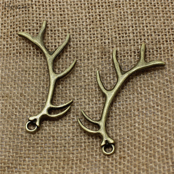 10 bucăți 32 * 66 mm Brelocuri cu coarne mari de Crăciun Bijuterii la modă din metal în trei culori pandantiv