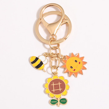 Χαριτωμένο μπρελόκ Honeybee Sunflower μπρελόκ με σμάλτο μπρελόκ για γυναίκες Αξεσουάρ ανδρικής τσάντας DIY Χειροποίητα κοσμήματα δώρα