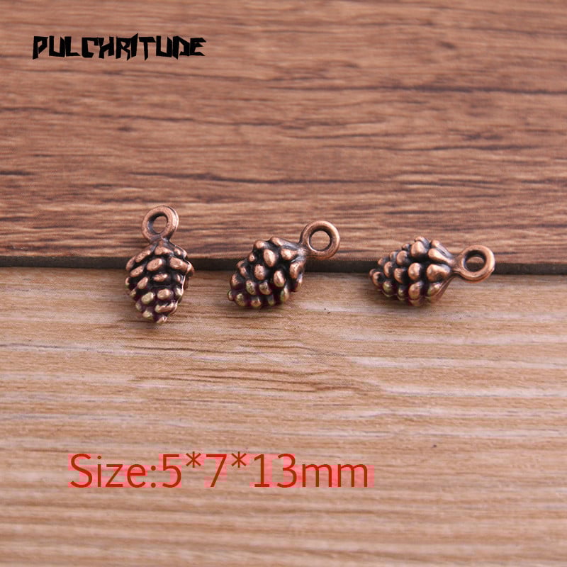 20 buc 5*7*13mm Brelocuri noi cu nuci de pin în trei culori Pandantive de Crăciun pentru bijuterii DIY, accesoriu de fabricare manuală P6794