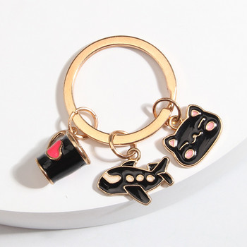 Χαριτωμένο σμάλτο Μπρελόκ Καρδιά Κύπελλο Αεροπλάνο Μπρελόκ Γάτα Μπρελόκ Ζώου Αναμνηστικό Δώρο για Γυναίκες Ανδρικά κλειδιά αυτοκινήτου DIY Χειροποίητο κόσμημα