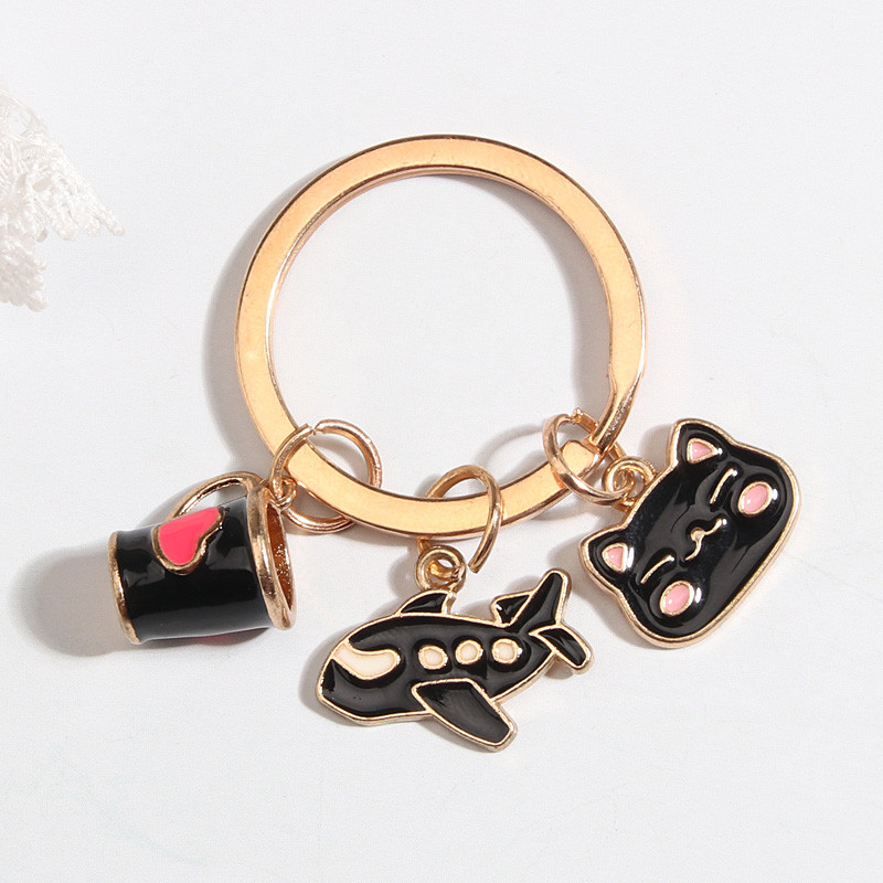 Breloc drăguț emailat cupa inimii, avion, pisica, breloc chei, lanțuri cu animale, cadou suvenir pentru femei, bărbați, chei de mașină, bijuterii lucrate manual DIY