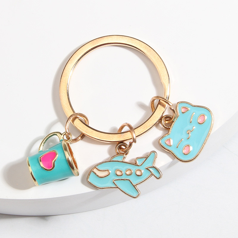 Breloc drăguț emailat cupa inimii, avion, pisica, breloc chei, lanțuri cu animale, cadou suvenir pentru femei, bărbați, chei de mașină, bijuterii lucrate manual DIY