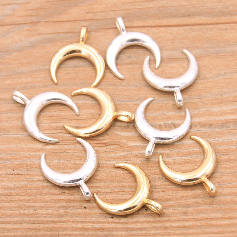 30BUC 16*20mm 2 Culori Crescent Moon Charms pandantiv natural aliaj metalic bricolaj colier brăţară lucru manual marcare