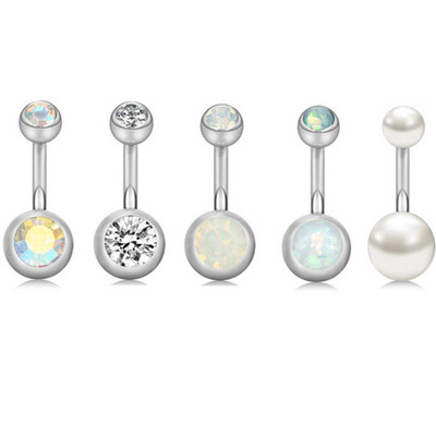 Set de inele pentru buric cu flori din oțel inoxidabil Lot de piercing pentru buric cu cristal de 14 g. Ombligo.