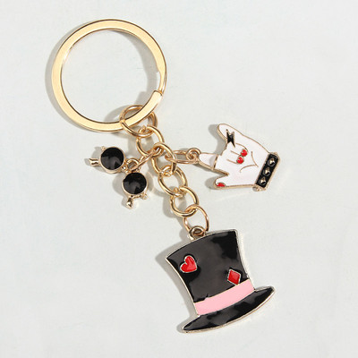 Breloc drăguț emailat Ochelari de soare Pălărie Gestur Breloc Te iubesc Breloc Cadouri rock pentru femei Bărbați Chei de mașină Bijuterii lucrate manual