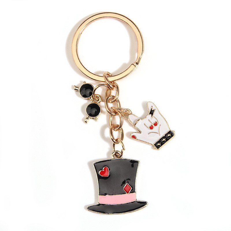 Breloc drăguț emailat Ochelari de soare Pălărie Gestur Breloc Te iubesc Breloc Cadouri rock pentru femei Bărbați Chei de mașină Bijuterii lucrate manual