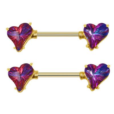 Leosoxs 1 par Euramerican prsten za grudi s iskrivljenim srcem, ukras za prsa, prsten za grudi od nehrđajućeg čelika, ukras za piercing