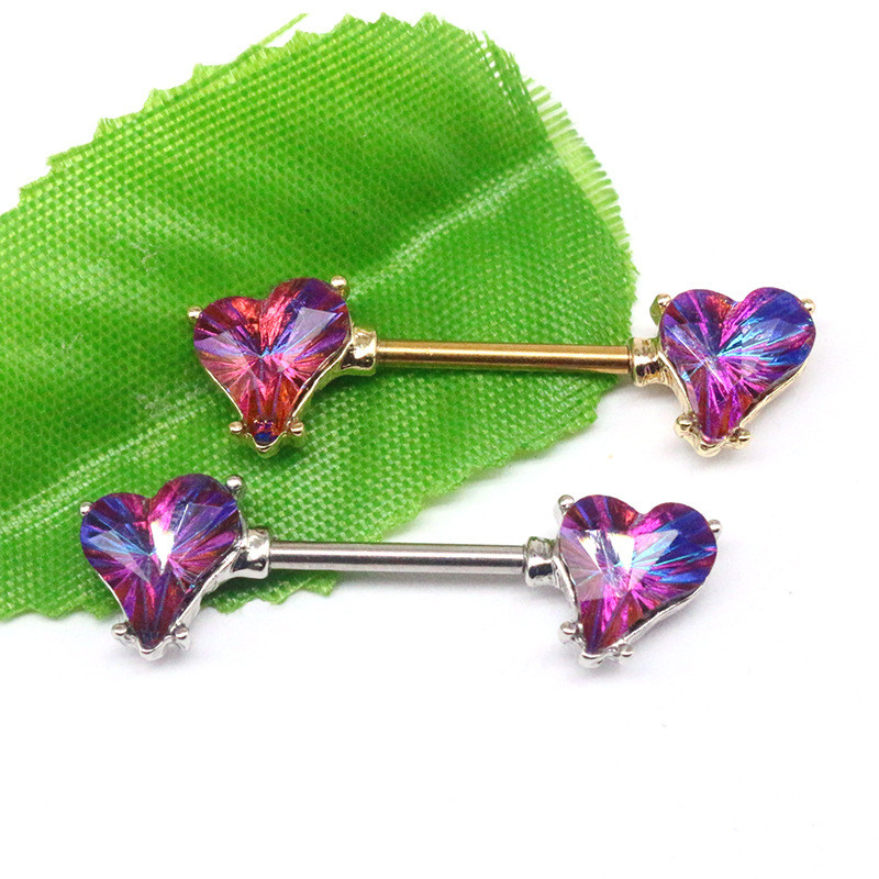 Leosoxs 1 par Euramerican prsten za grudi s iskrivljenim srcem, ukras za prsa, prsten za grudi od nehrđajućeg čelika, ukras za piercing