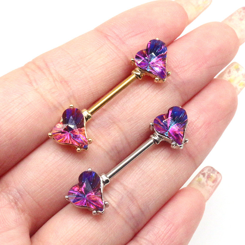 Leosoxs 1 par Euramerican prsten za grudi s iskrivljenim srcem, ukras za prsa, prsten za grudi od nehrđajućeg čelika, ukras za piercing