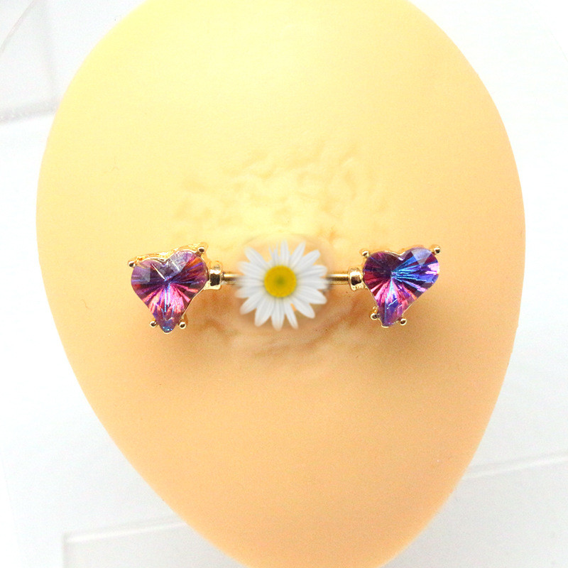 Leosoxs 1 par Euramerican prsten za grudi s iskrivljenim srcem, ukras za prsa, prsten za grudi od nehrđajućeg čelika, ukras za piercing