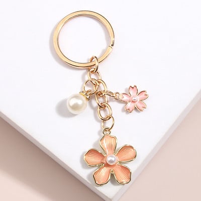 Breloc cu plante drăguțe Sakura Flower Pearl Breloc Email Breloc Cadouri de prietenie pentru femei Fete DIY Bijuterii lucrate manual