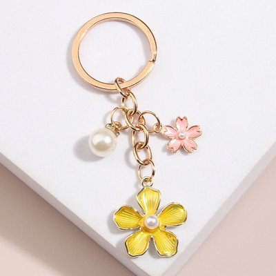 Breloc cu plante drăguțe Sakura Flower Pearl Breloc Email Breloc Cadouri de prietenie pentru femei Fete DIY Bijuterii lucrate manual