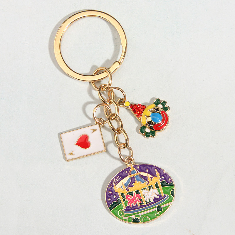 Breloc drăguț emailat, poker, clovn, carusel, breloc pentru teren de joacă, lanțuri de chei, cadouri suvenir pentru femei, bărbați, chei de mașină, bijuterii lucrate manual