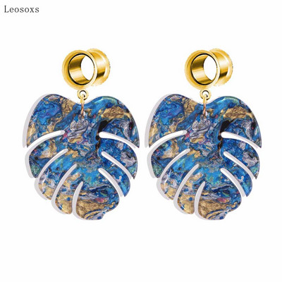 Leosoxs 2 bucăți litere de personalitate europeană și americană agrafă frunze triunghi pandantiv bijuterii piercing pentru ureche