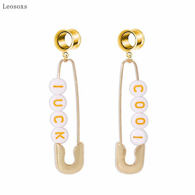 Leosoxs 2 bucăți litere de personalitate europeană și americană agrafă frunze triunghi pandantiv bijuterii piercing pentru ureche