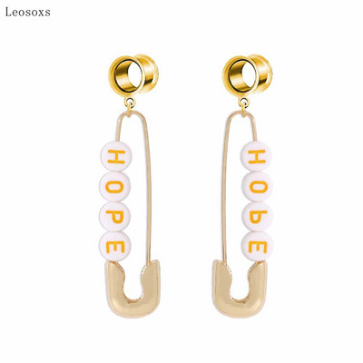 Leosoxs 2 bucăți litere de personalitate europeană și americană agrafă frunze triunghi pandantiv bijuterii piercing pentru ureche