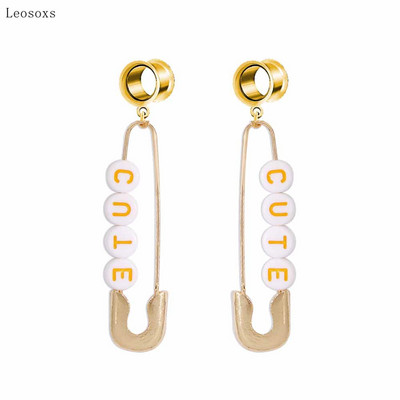 Leosoxs 2 bucăți litere de personalitate europeană și americană agrafă frunze triunghi pandantiv bijuterii piercing pentru ureche