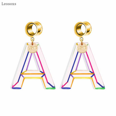 Leosoxs 2 bucăți litere de personalitate europeană și americană agrafă frunze triunghi pandantiv bijuterii piercing pentru ureche
