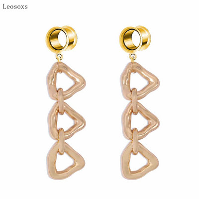 Leosoxs 2 bucăți litere de personalitate europeană și americană agrafă frunze triunghi pandantiv bijuterii piercing pentru ureche